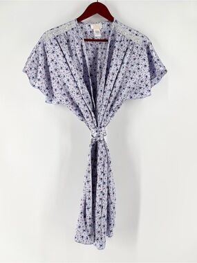 Vintage L.A. Intimates Small Floral Satin Kimono Lace Robe Coquette Cottagecore